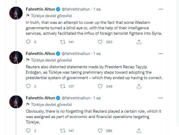 Fahrettin Altun'dan Reuters'a tepki açıklaması