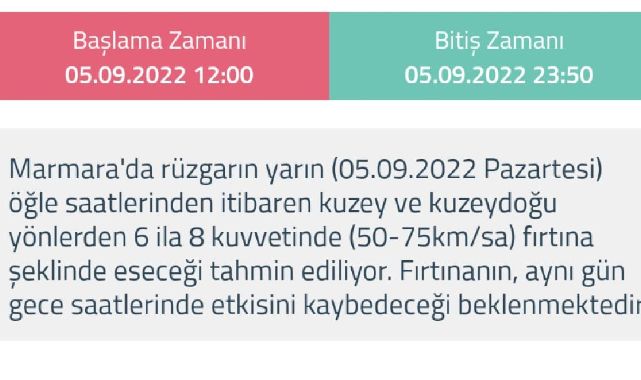 Meteoroloji'den fırtına uyarısı