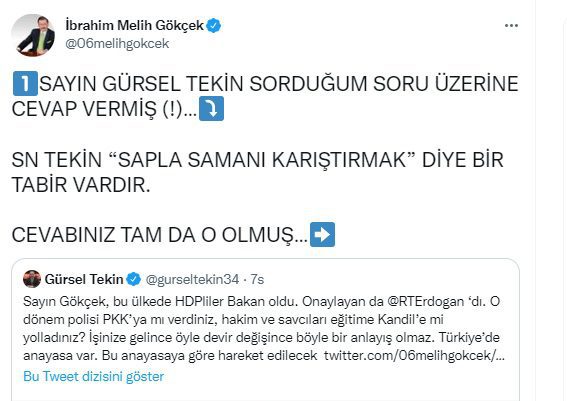 Melih Gökçek'ten Gürsel Tekin'in cevabı üzerine sert yanıtlar ve sorular geldi