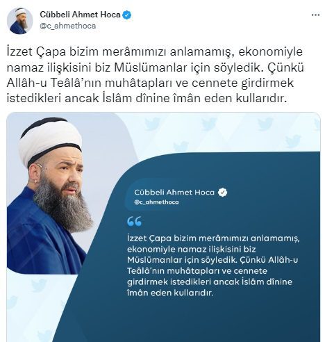Cübbeli Hoca'dan İzzet Çapa'ya imalı cevap