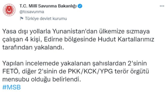 Mehmetçik sınırda 4 teröristi yakaladı