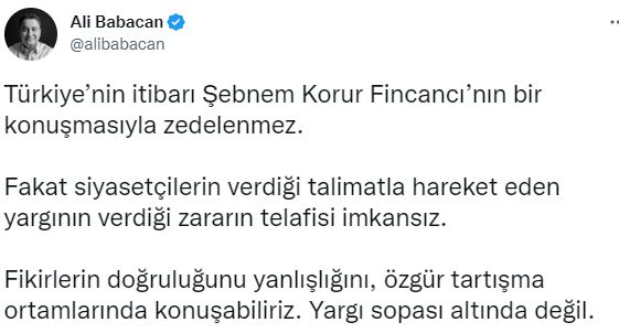 Fincancı'nın gözaltına alınmasına Babacan'dan tepki geldi.