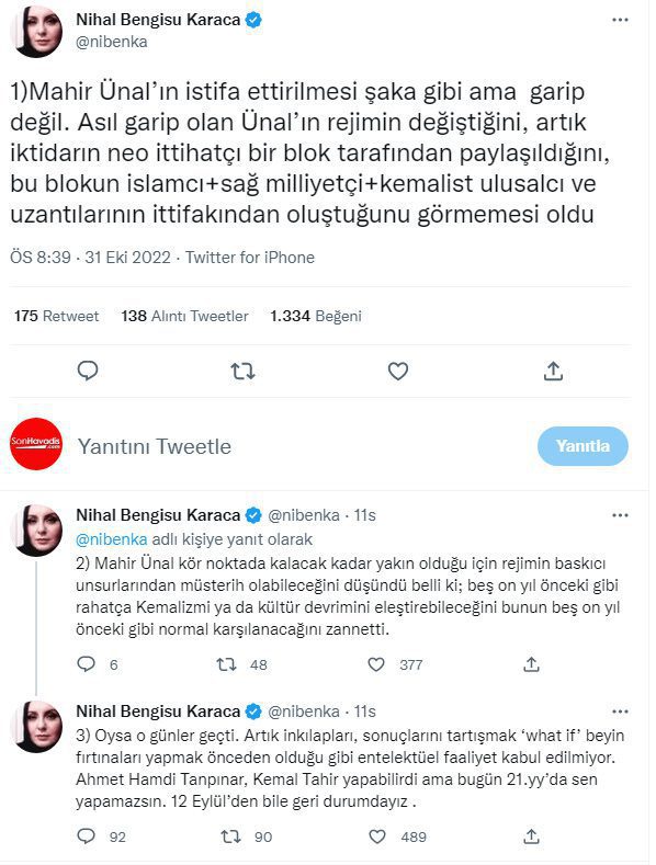 Nihal Bengisu Karaca: "12 Eylül'den bile geri durumdayız"