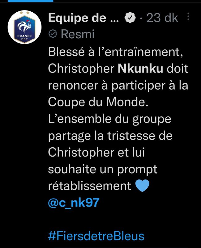 2022 Dünya Kupası Öncesi Fransa Milli Takımında Nkunku şoku yaşanıyor