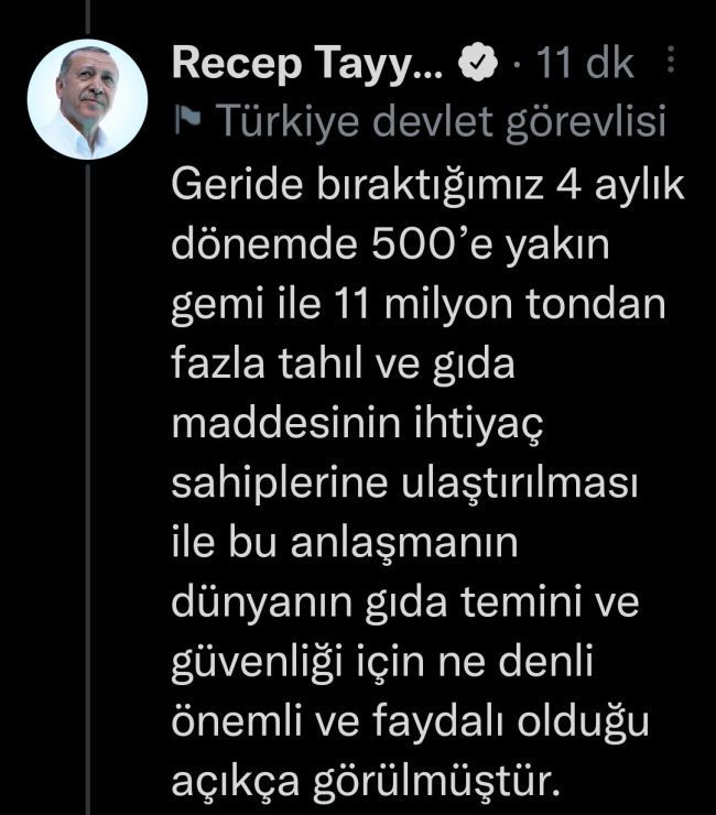 Cumhurbaşkanı Erdoğan Tahıl Koridoru anlaşmasının uzatıldığını açıkladı
