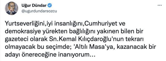 Uğur Dündar Kılıçdaroğlu'na karşı çıktı