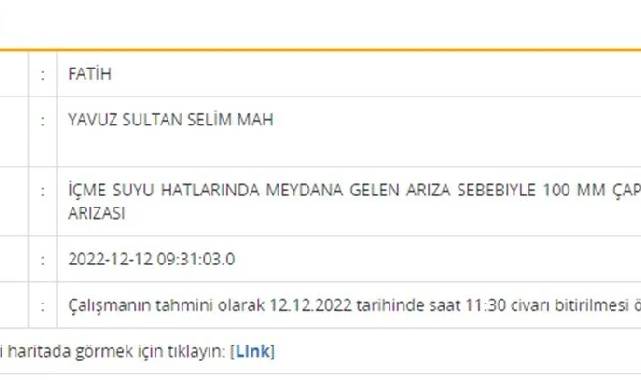 12 Aralık Pazartesi İstanbul'un 5 ilçesinde su kesintisi: 5 saat kesinti yaşanacak.. İşte İstanbul'da suların kesileceği ilçeler