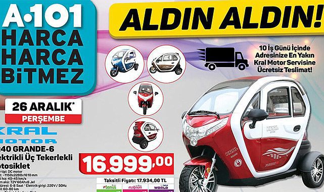 A101 Elektrikli Araba Grande jet hızıyla tükendi! 16 bin 500 TL'lik A101 elektrikli araba modeli Kral Grande nereden alınır?