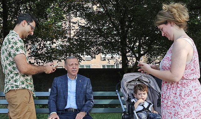 Central Park'ta dolaşan Cumhurbaşkanı Erdoğan'ı karşısında görenler böyle şaşırdı!