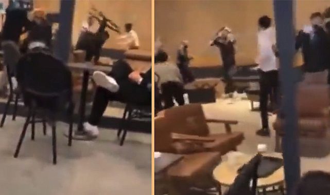 Gaziantep'te ünlü kahve zinciri şubesinde kavga! Müşteriler birbirine girdi, sandalyeler havalarda uçuştu