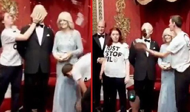 İklim aktivistleri bu kez de Kral Charles'ın yüzüne pasta fırlattı!