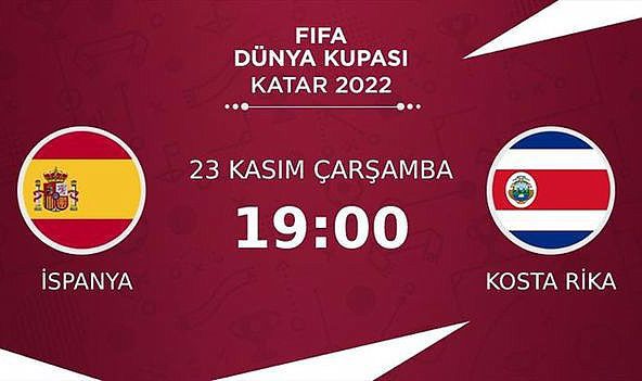 İspanya Kosta Rika maçı canlı izle! TRT 1 İspanya Kosta Rika Dünya Kupası maçı canlı izle