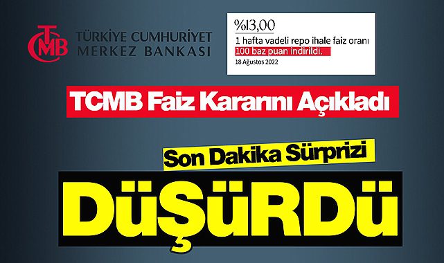 Merkez Bankası'ndan ters köşe faiz kararı! 100 baz puan indirdi! Gözler Borsa'da ve Dolar/TL'ye çevrildi