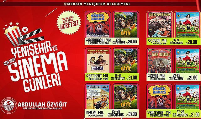 Mersin Yenişehir'de açık havada sinema nostaljisi başlıyor