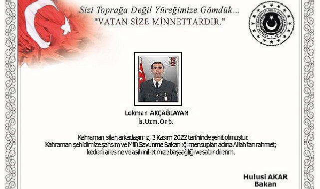 Son dakika! Pençe-Kilit operasyonunda Uzman Onbaşı Lokman Akçağlayan şehit düştü