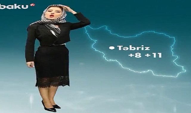 Tebriz'i sunarken başörtüsünü çıkardı! Azerbaycan televizyonu'ndan İran'a destek