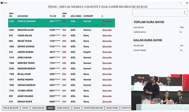TOKİ Şırnak kura çekilişi sonuçları isim listesi canlı izle