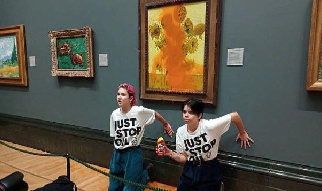 Van Gogh'un Ayçiçekleri tablosuna çorba fırlattılar!