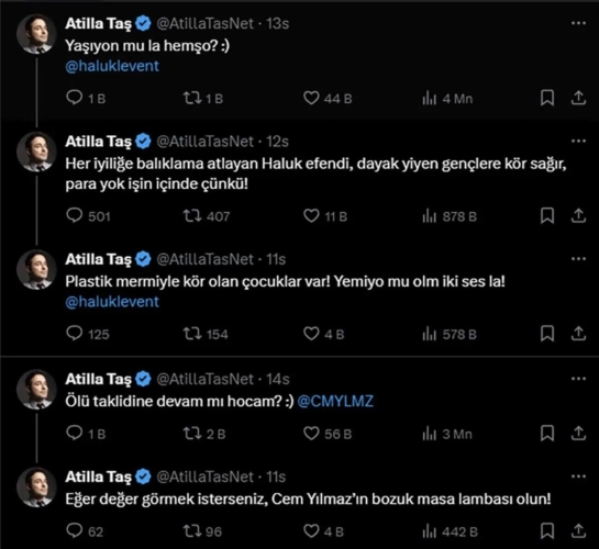 Atilla Taş'tan Haluk Levent'e tepki var