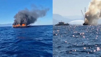 Bodrum’da turist dolu tekne alev topuna döndü