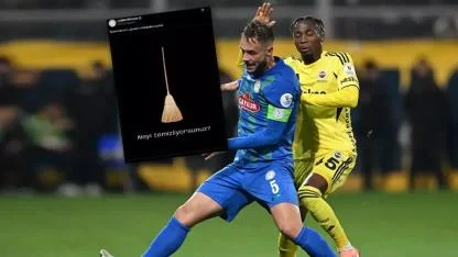 Maç devam ederken paylaşım geldi! Rize’den süpürgeli hakem isyanı