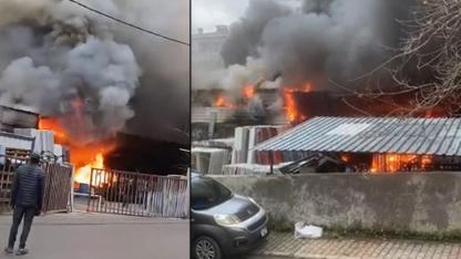 Sultanbeyli'de korku dolu anlar: Sanayi sitesinde patlama sesleri ve alevler