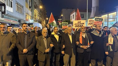 Hatay'da Filistin'e destek yürüyüşü düzenlendi