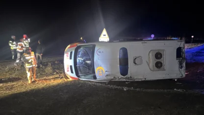 Muş'ta ambulansın devrilmesi sonucu 5 kişi yaralandı