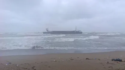 Sakarya Karasu'da kuru yük gemisi karaya oturdu