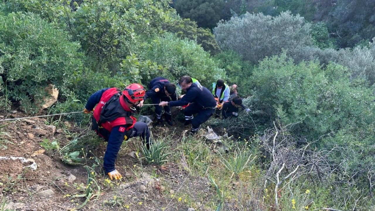 Çanakkale Ayvacık'ta yaşanan kazada aracıyla uçuruma düşen kadın sürücü ekiplerce kurtarıldı