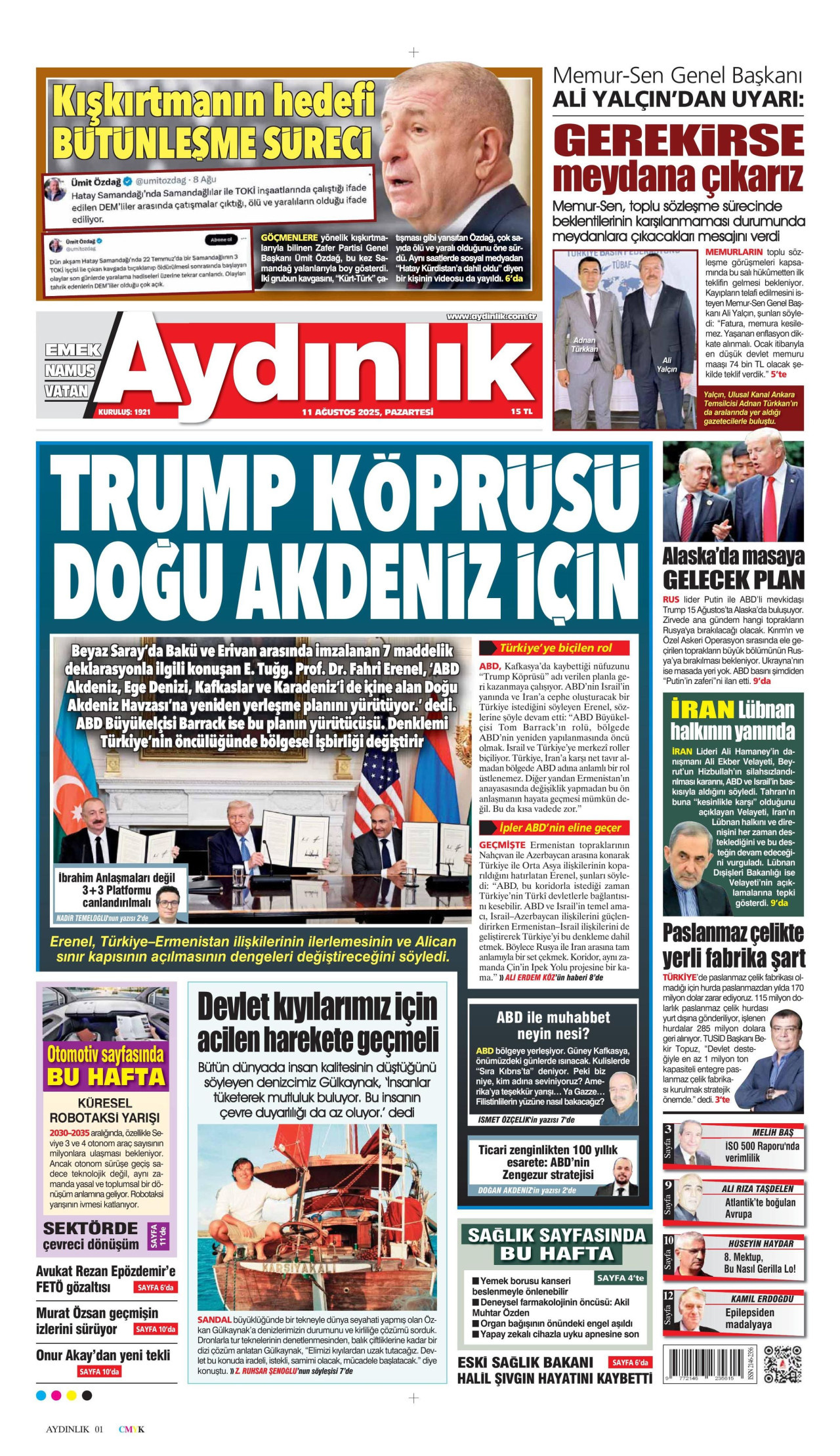 AYDINLIK GAZETESİ Gazete Manşeti