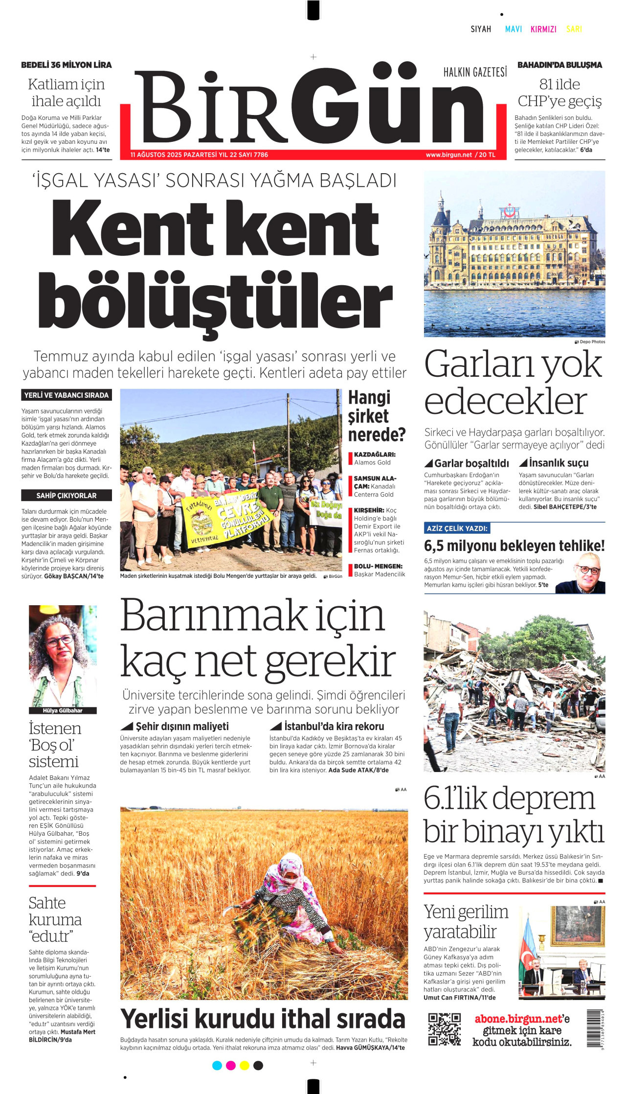 BİRGÜN Gazete Manşeti