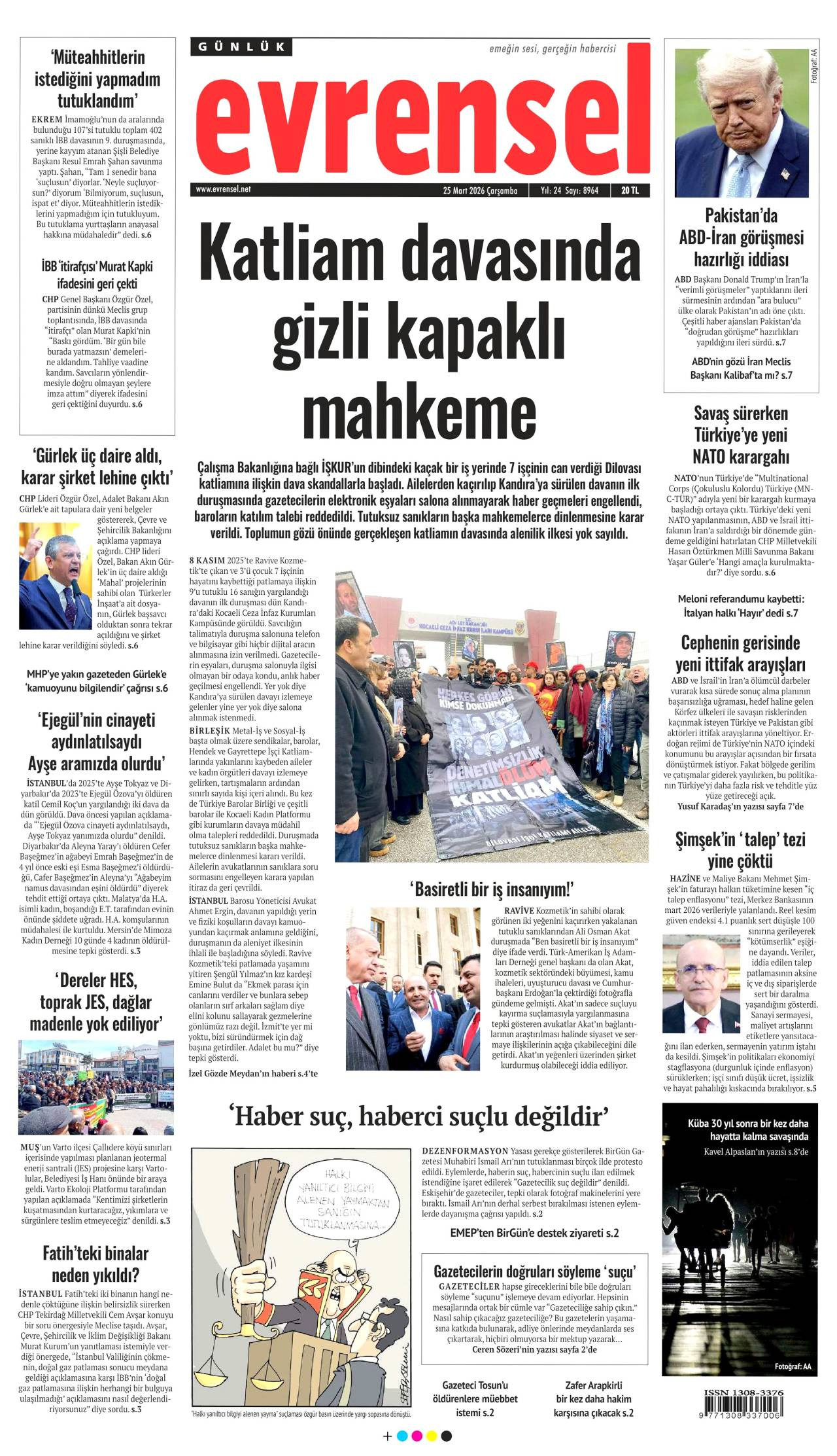 Evrensel Gazetesi Gazete Manşeti