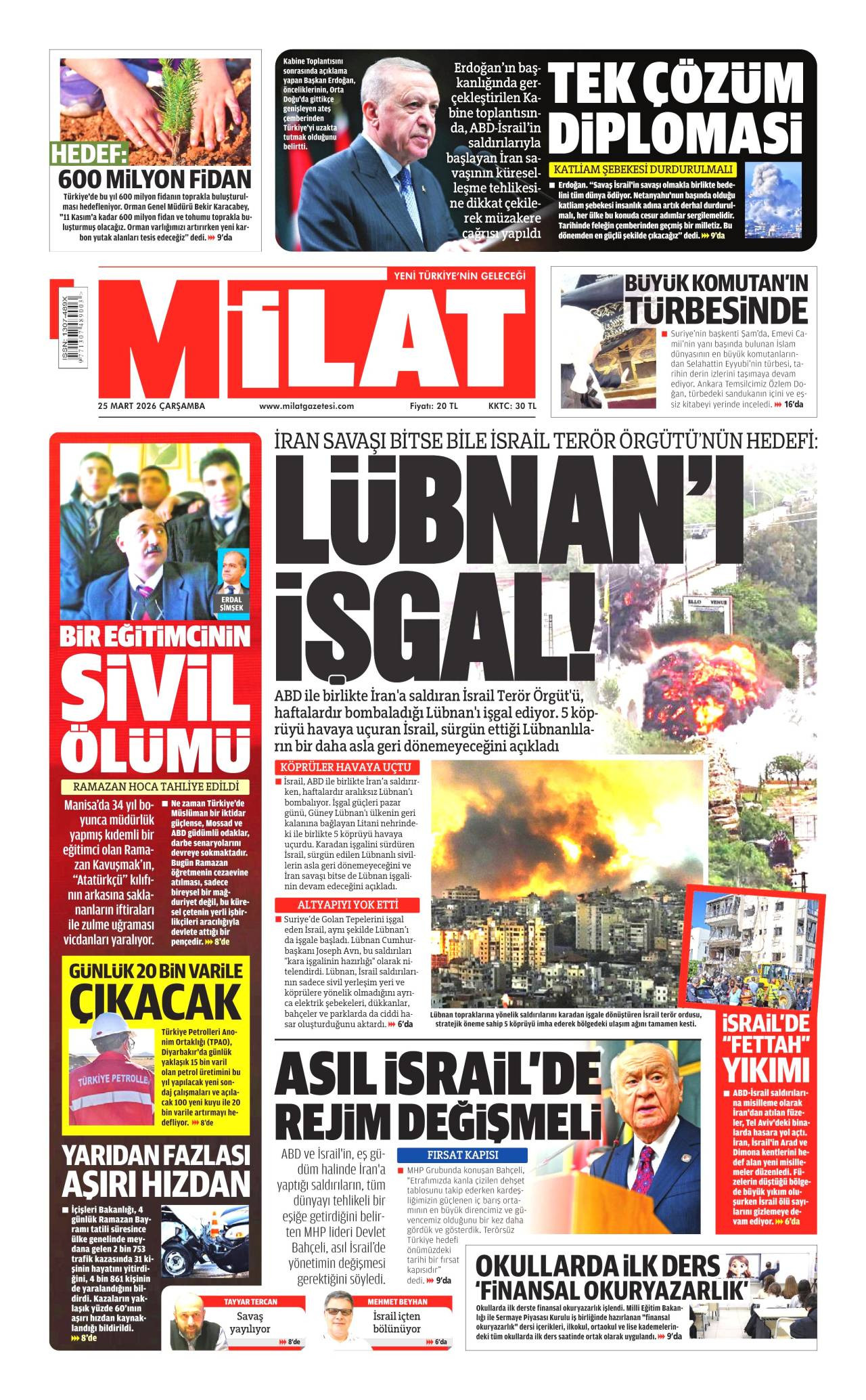 Milat Gazetesi Gazete Manşeti