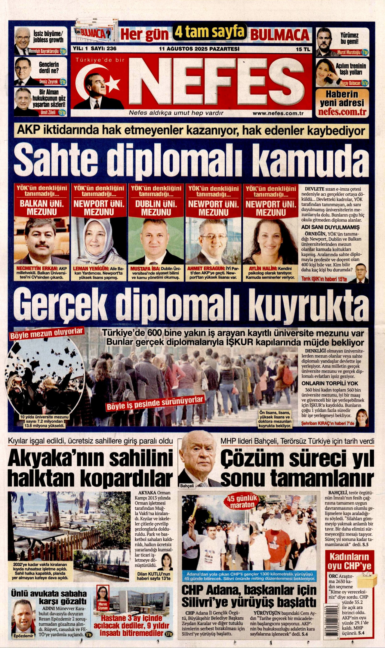 NEFES Gazete Manşeti