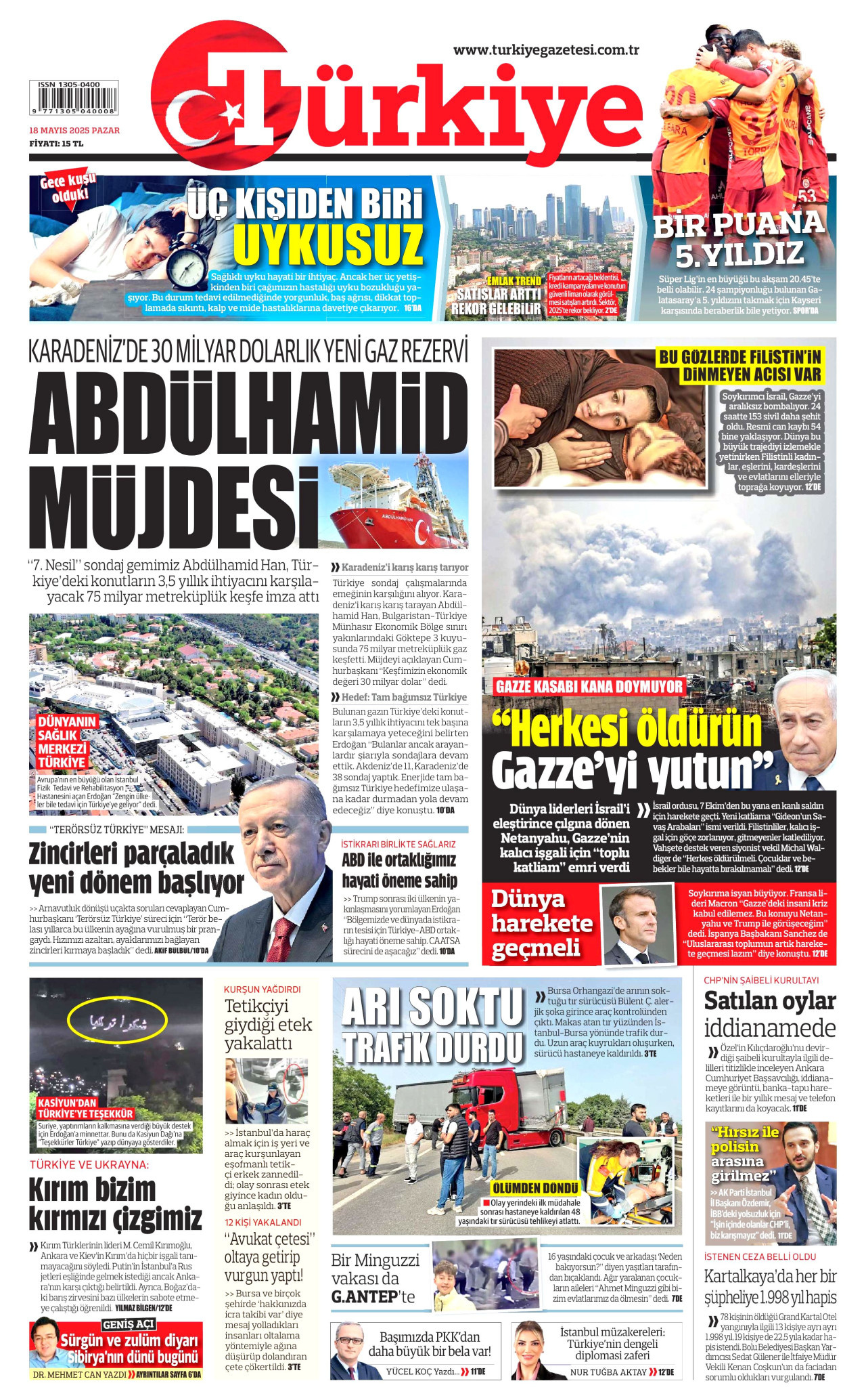 TÜRKİYE GAZETESİ Gazete Manşeti