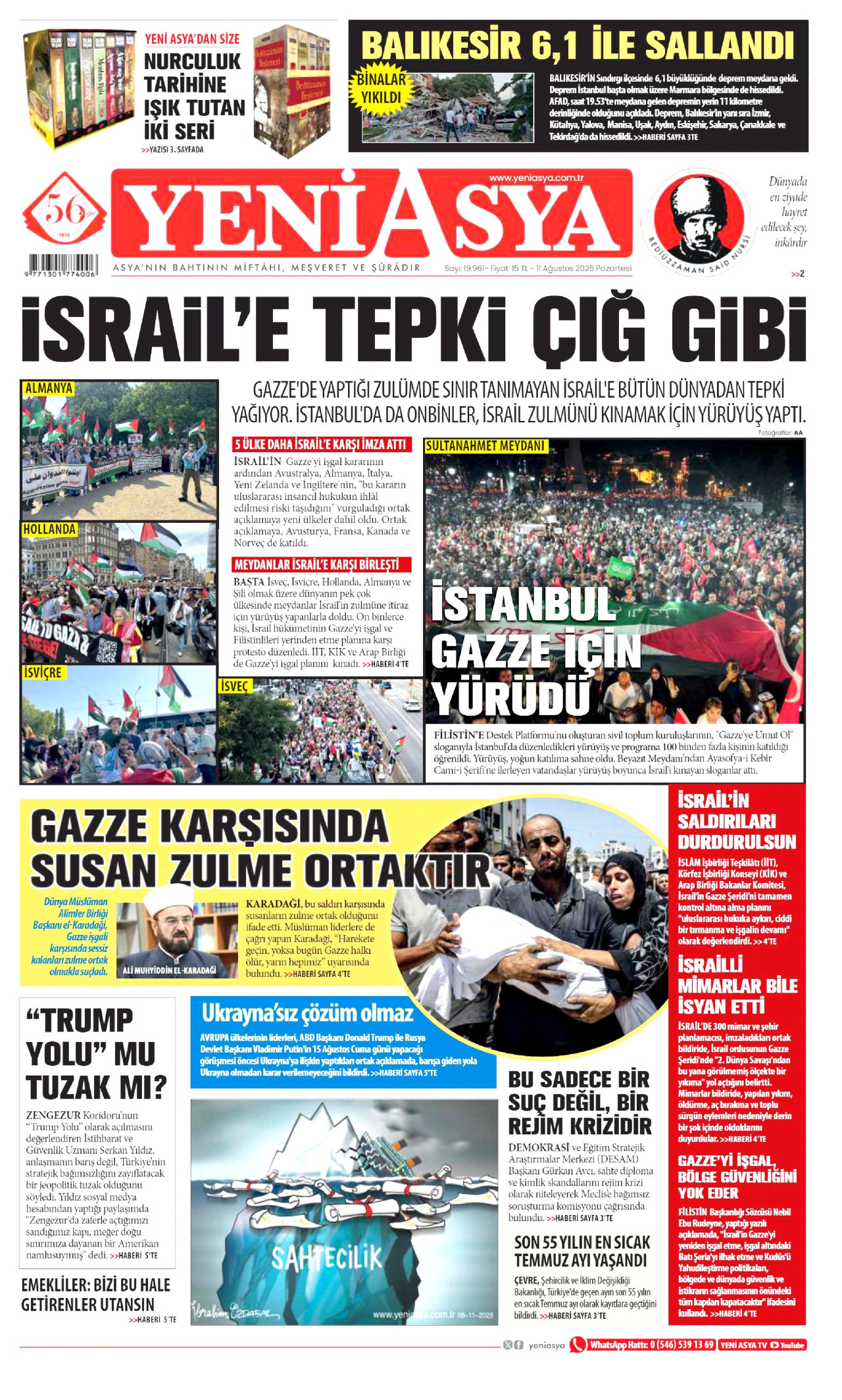 YENİ ASYA Gazete Manşeti
