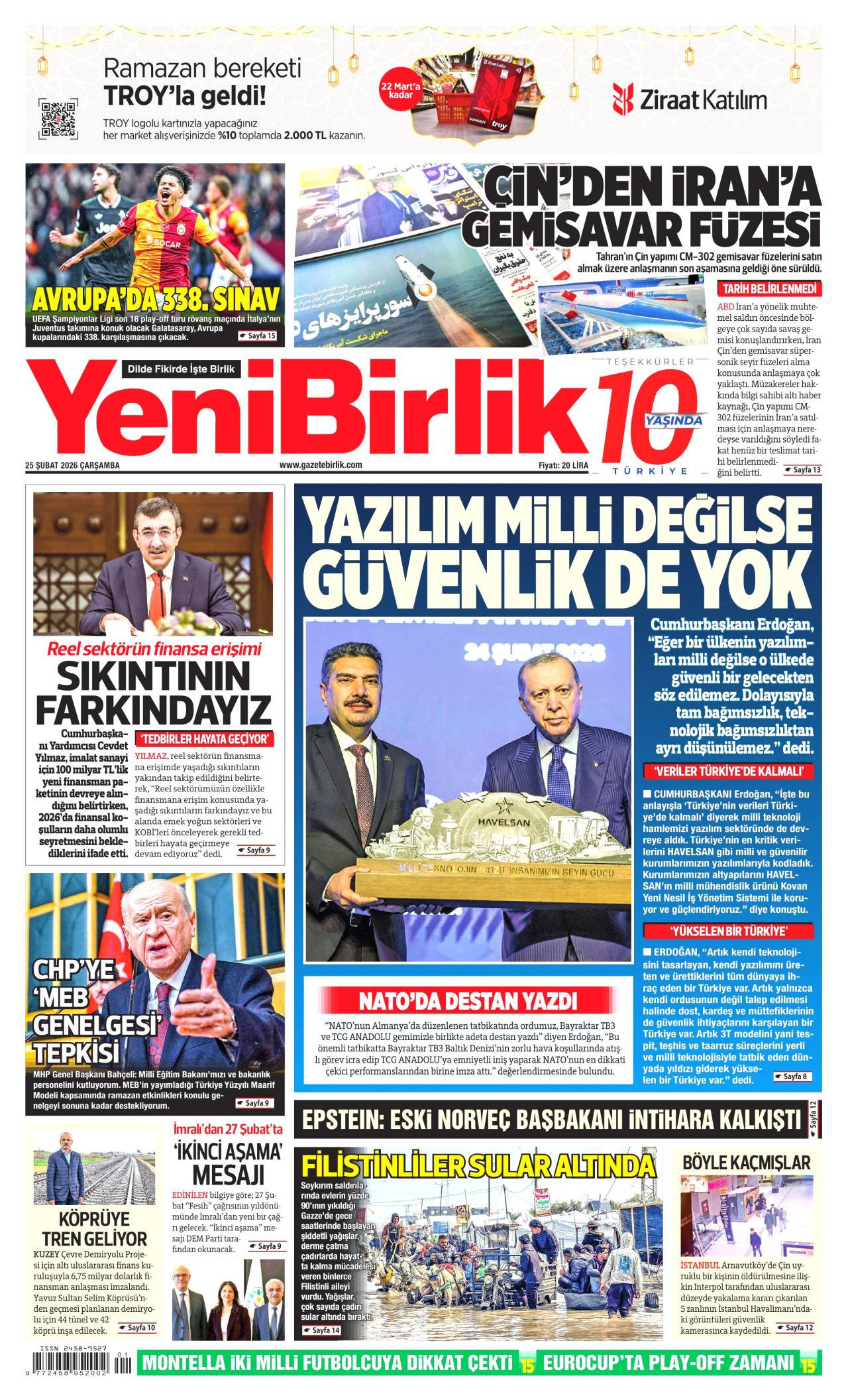 Yeni Birlik Gazete Manşeti