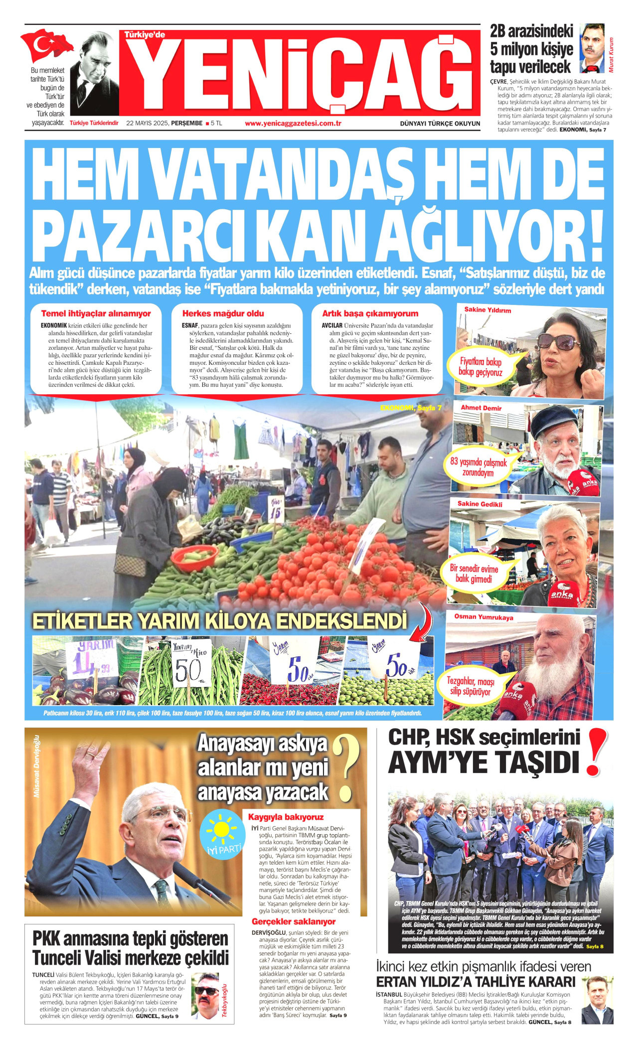 YENİÇAĞ Gazete Manşeti