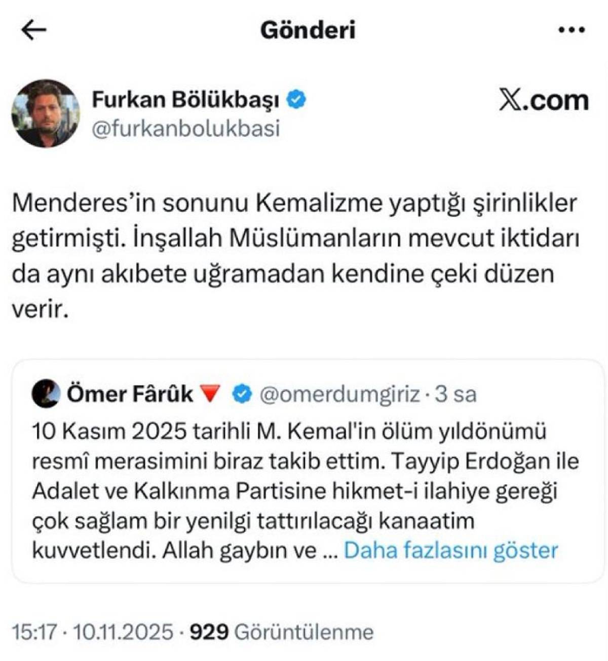 Furkan Bölükbaşı Cumhurbaşkanı Erdoğan'ı hedef alan mesajdan gözaltına alındı