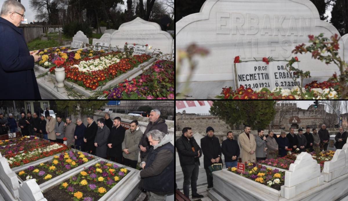 Davutoğlu Erbakan'ın kabrinde: Siyaseti ilke ve ahlak zeminine oturttu