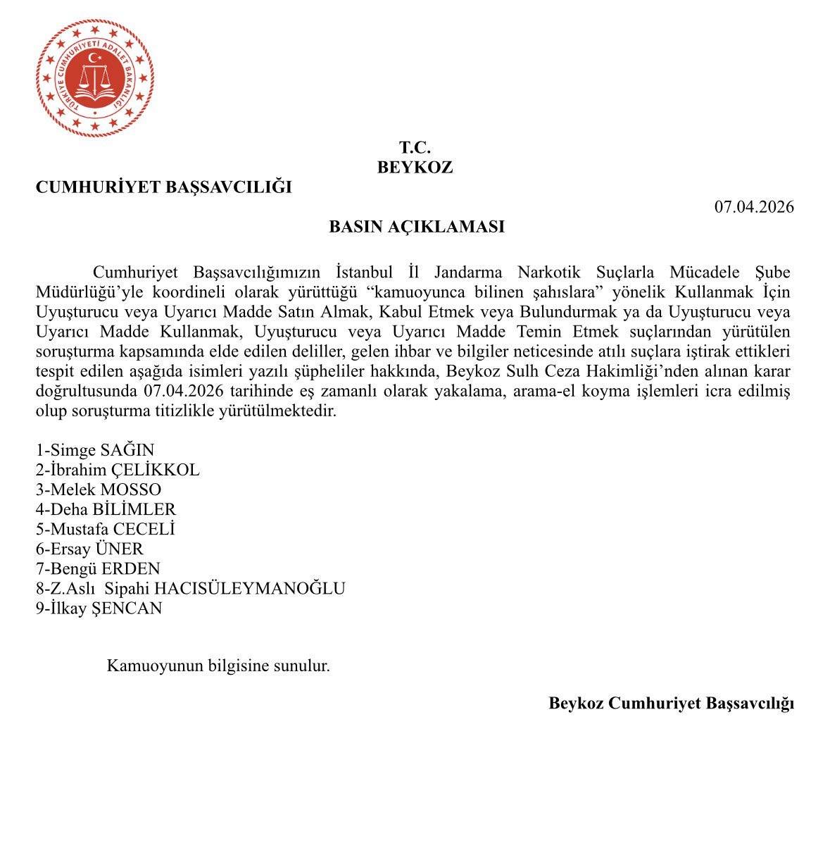 Ünlü 9 isim uyuşturucu nedeniyle gözaltına alındı